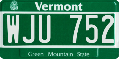 VT license plate WJU752