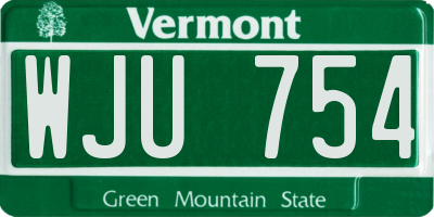 VT license plate WJU754