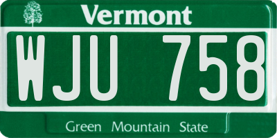 VT license plate WJU758