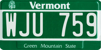 VT license plate WJU759