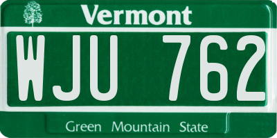 VT license plate WJU762