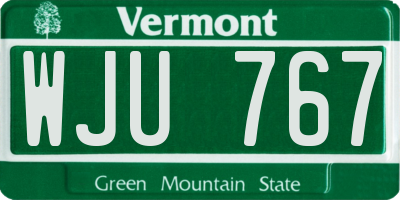 VT license plate WJU767