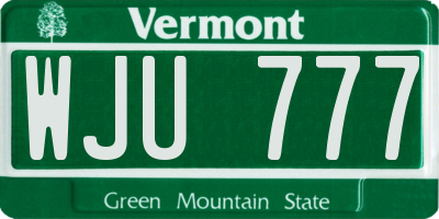 VT license plate WJU777