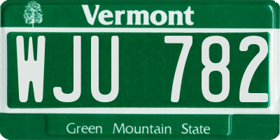 VT license plate WJU782