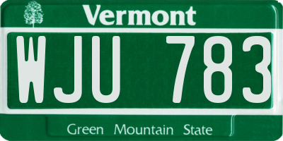 VT license plate WJU783