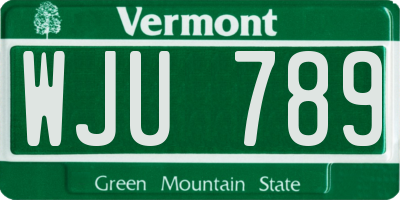 VT license plate WJU789