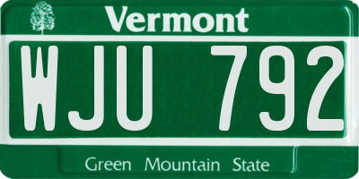 VT license plate WJU792
