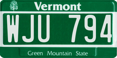 VT license plate WJU794