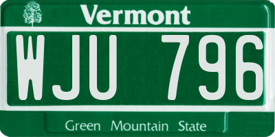 VT license plate WJU796