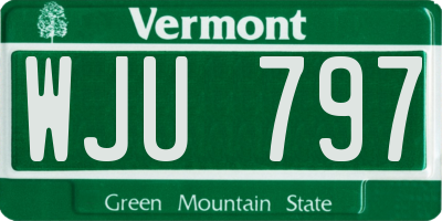 VT license plate WJU797