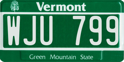 VT license plate WJU799