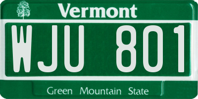 VT license plate WJU801