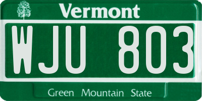 VT license plate WJU803