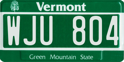 VT license plate WJU804