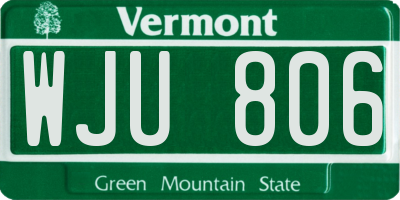 VT license plate WJU806