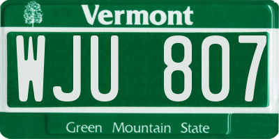 VT license plate WJU807