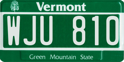 VT license plate WJU810