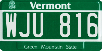 VT license plate WJU816