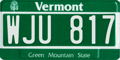 VT license plate WJU817