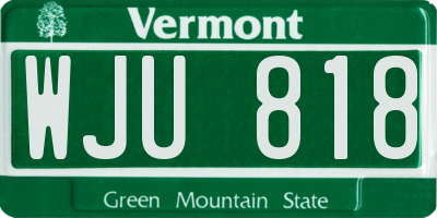 VT license plate WJU818
