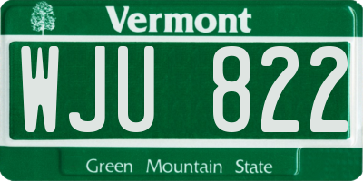 VT license plate WJU822