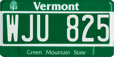 VT license plate WJU825