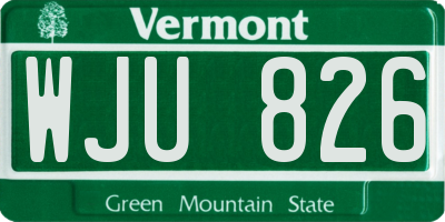 VT license plate WJU826