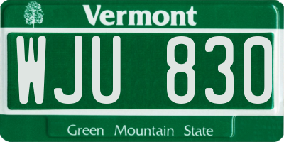 VT license plate WJU830