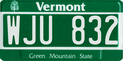 VT license plate WJU832