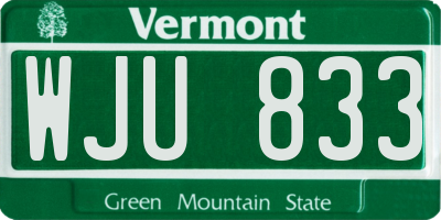 VT license plate WJU833