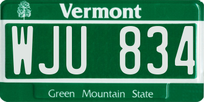 VT license plate WJU834