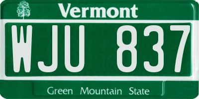 VT license plate WJU837