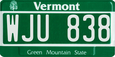 VT license plate WJU838