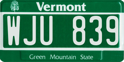 VT license plate WJU839