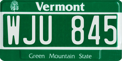 VT license plate WJU845