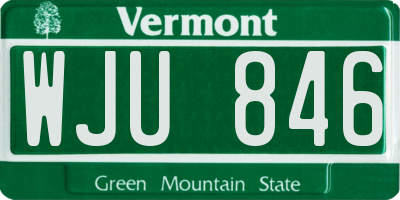VT license plate WJU846
