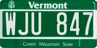 VT license plate WJU847