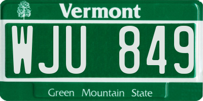 VT license plate WJU849