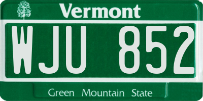 VT license plate WJU852
