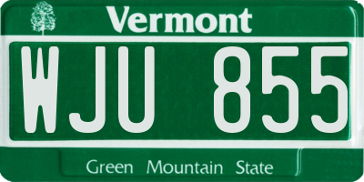 VT license plate WJU855