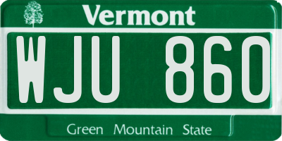 VT license plate WJU860
