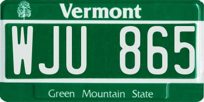 VT license plate WJU865