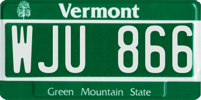VT license plate WJU866