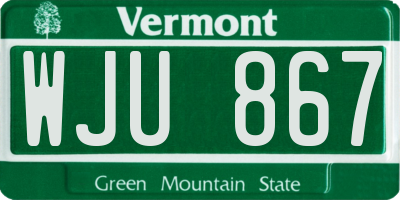VT license plate WJU867