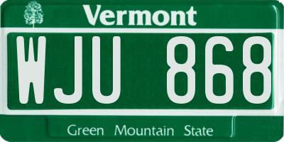 VT license plate WJU868