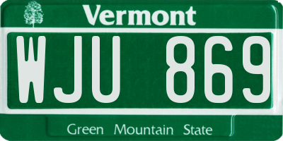 VT license plate WJU869