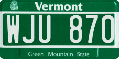 VT license plate WJU870