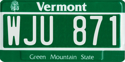 VT license plate WJU871