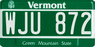 VT license plate WJU872
