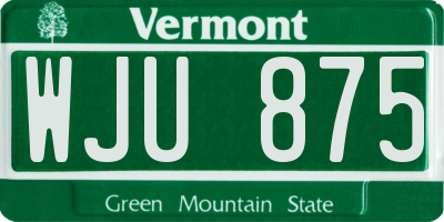 VT license plate WJU875